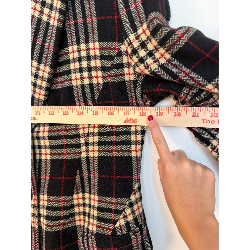 Jil Sander+ Plaid Wool Cashmere Blazer Women 38 IT Black Tan Red Italian Luxury - Picture 9 of 12